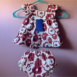 🆕Size 3-6 Month Burgundy/Cream 2pc Dress Set🩷